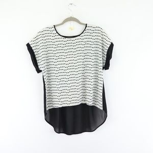 Womens Monteau Geometric Front & Sheer Back Blouse